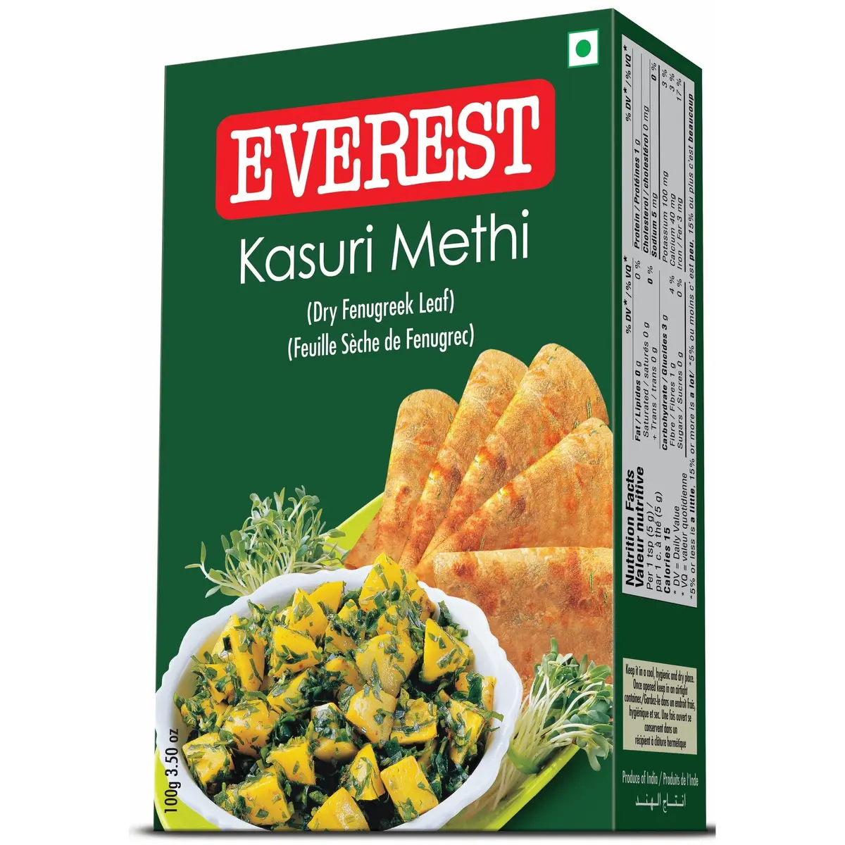 Everest Kasuri Methi Leaves 100g (3.5 oz) | Authentic Indian Culinary Herb - main product image