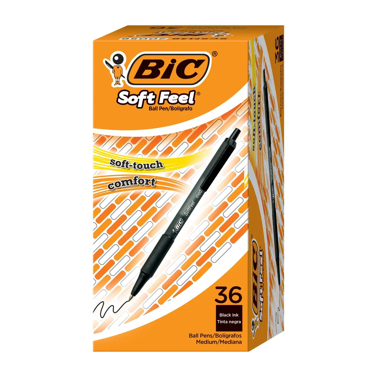 BIC Soft Feel Retractable Ballpoint Pens, Medium Point 1.0mm, 36-Count Pack | Smooth Ink Flow - main product image