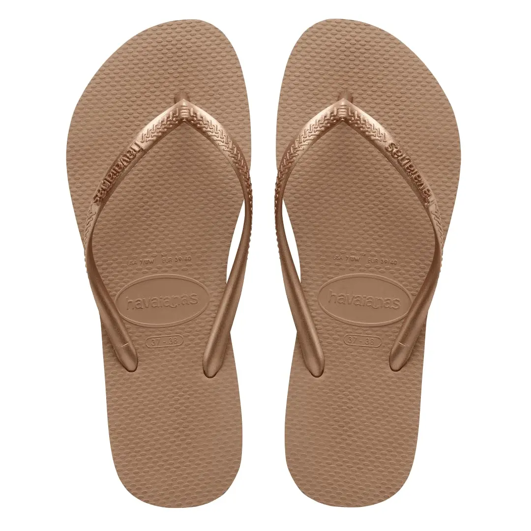 Havaianas Women's Slim Sandal, Rose Gold, 37/38 BR (7-8 M US) | Minimalist & Durable Rubber Flip Flop - main product image