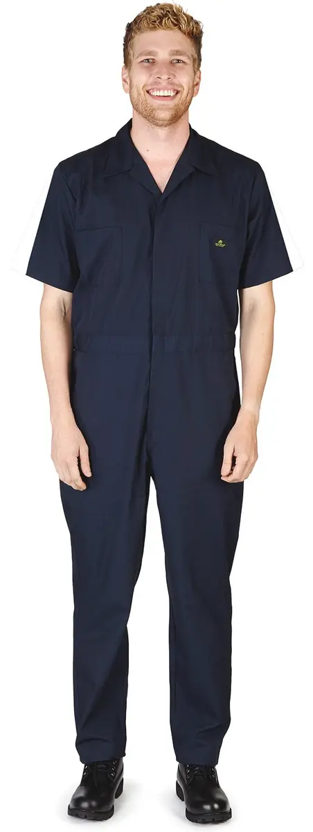 NATURAL WORKWEAR Mens Tall Short Sleeve Coverall Navy | Stain & Wrinkle Resistant Fit - main product image