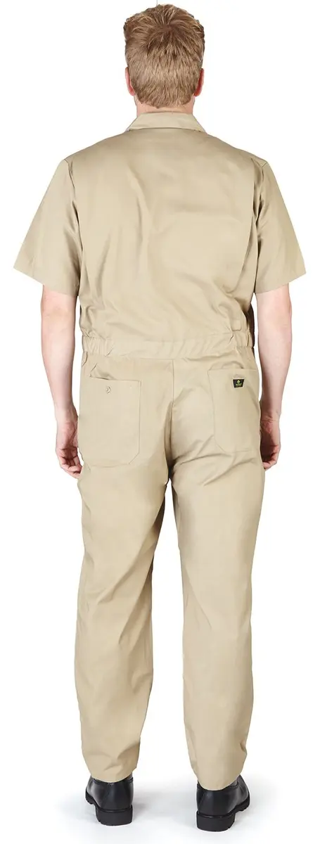 NATURAL WORKWEAR Mens Tall Short Sleeve Coverall Khaki | Wrinkle & Stain Resistant Fit - view 2