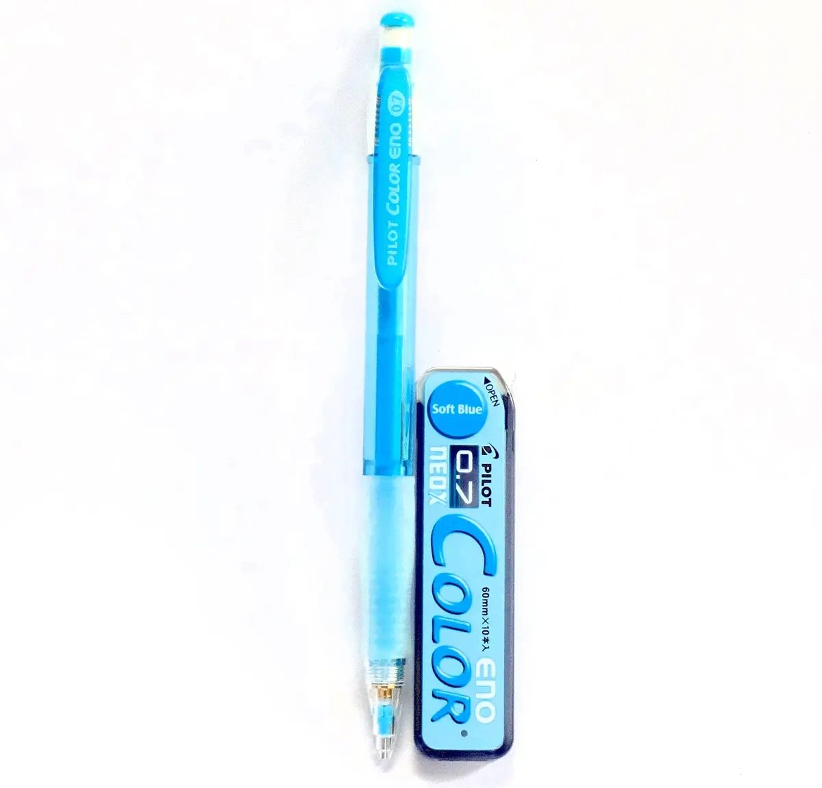 Pilot Color Eno Soft Blue Set, 0.7mm Mechanical Pencil + Lead, 10 Leads | Smooth Blue Ink, Refillable, Japan Import - main product image