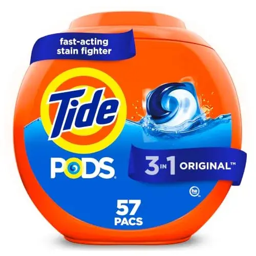 Tide PODS Laundry Detergent Pacs 57 Count | 3-in-1 Stain Remover, Odor Fighter, Color Protector - main product image