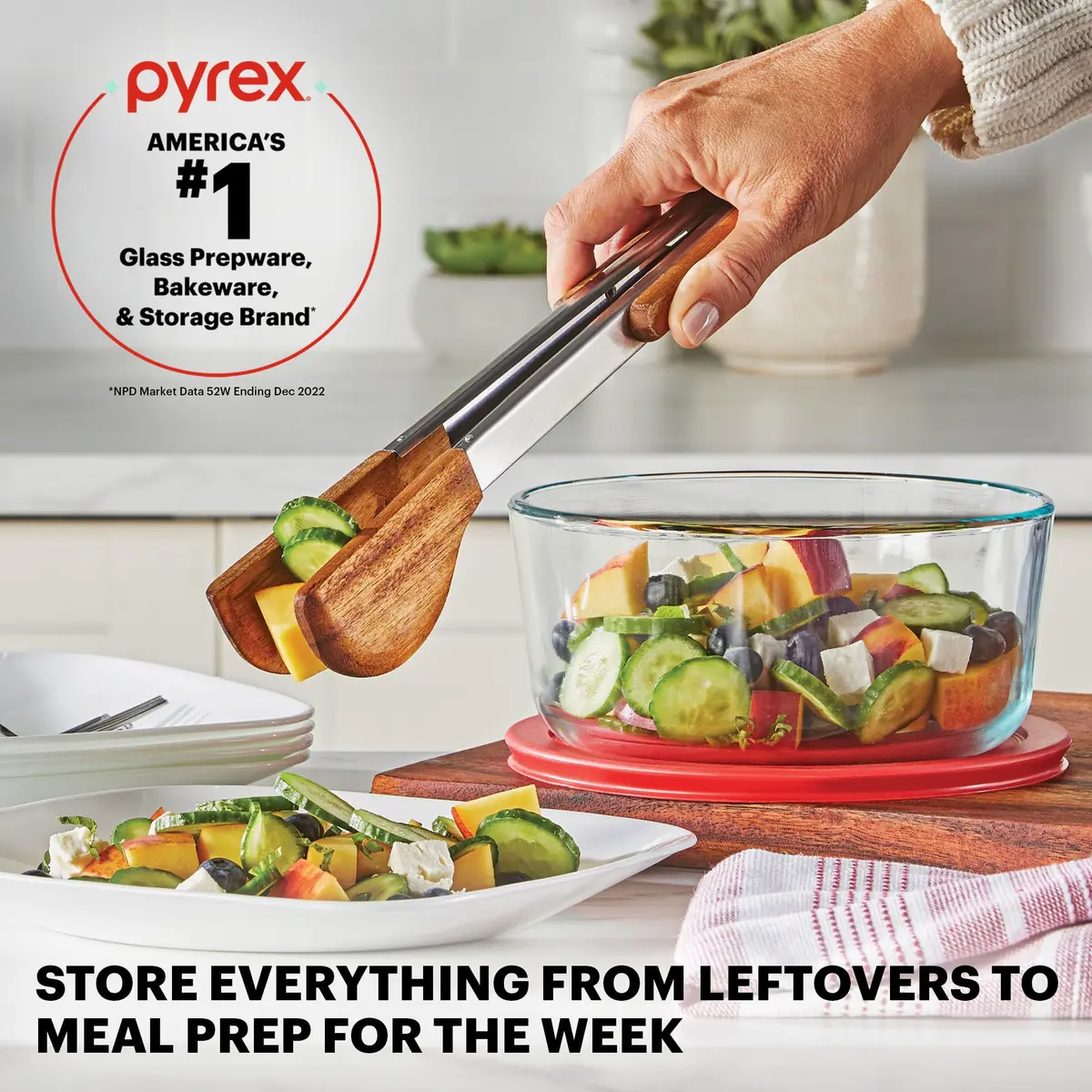 Pyrex Simply Store 9-Pack Mixed Glass Food Storage Set with Lids | 30 Cups Total Capacity - view 5