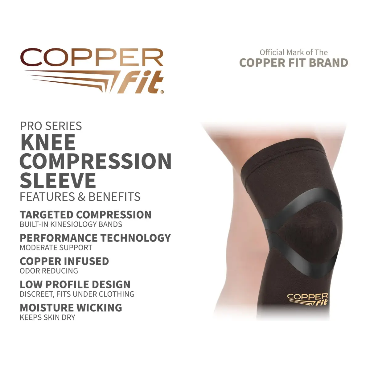 Copper Fit Pro Series Compression Knee Sleeve XX-Large | FDA Approved Knee Support for Pain Relief - view 2