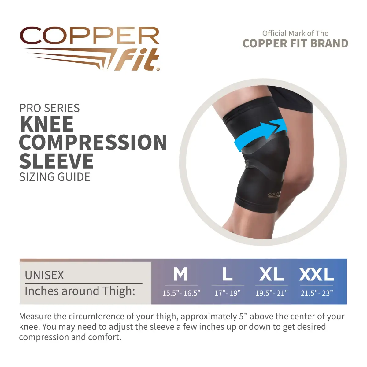 Copper Fit Pro Series Compression Knee Sleeve XX-Large | FDA Approved Knee Support for Pain Relief - view 3