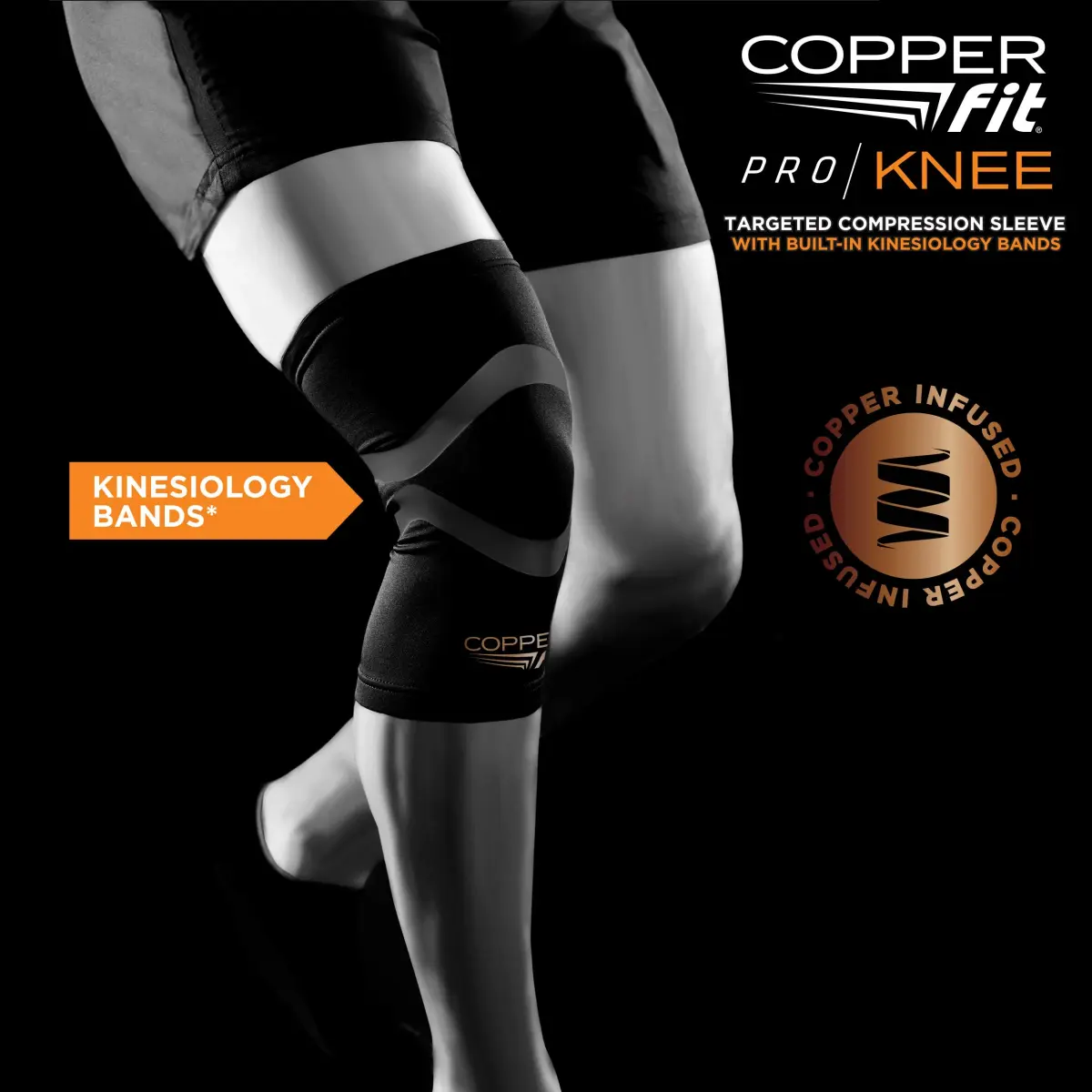Copper Fit Pro Series Compression Knee Sleeve Brace for Athletic Recovery & Support 25.4 cm (10 in) | FDA Approved Medical Device - view 5