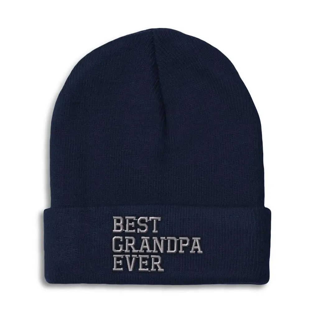 Speedy Pros Beanies for Men Best Grandpa Ever Embroidered Winter Hat One Size Navy - main product image