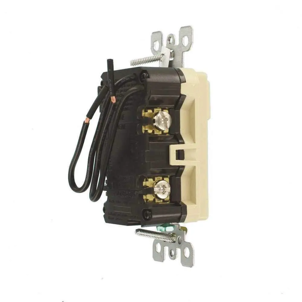Leviton GFCI Combination Outlet with Switch, 15 Amp, Self-Test, Tamper-Resistant, Ivory | Safety Outlet with Integrated Switch - view 4