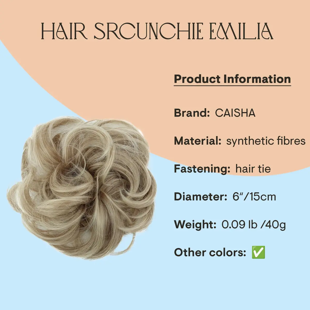 CAISHA Big Hairpiece Scrunchy Updo Bridal Hairstyle Light Blonde | Curly Messy Bun with Elastic Band - view 2