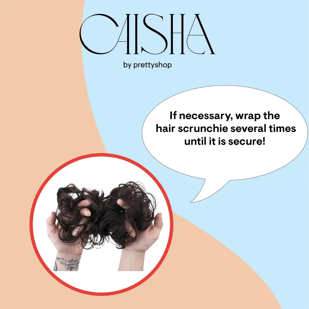 CAISHA Synthetic Scrunchie Donut Hair Piece Updo Black G1E | Heat-Resistant Synthetic Fiber, Washable, Easy to Use - view 7