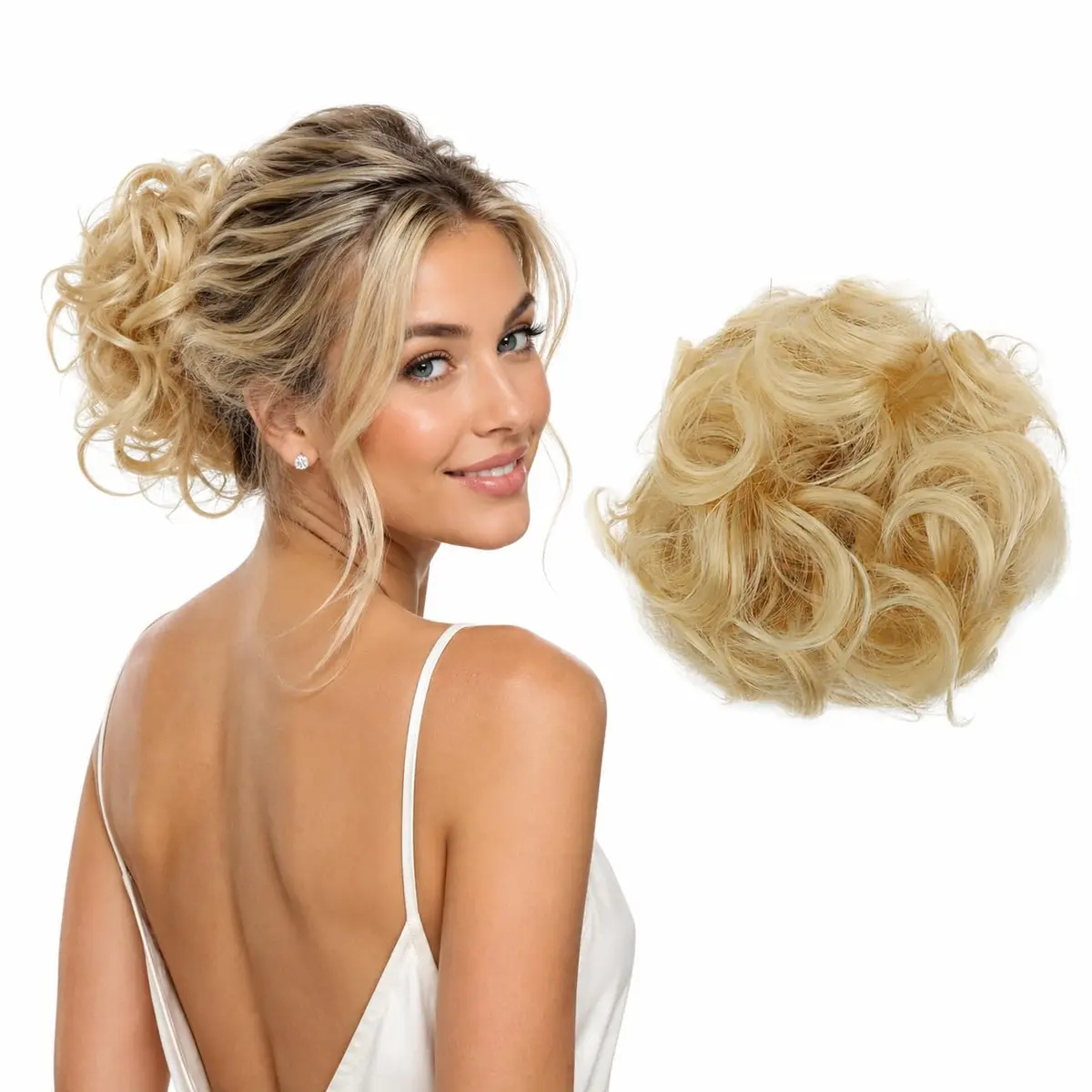 CAISHA Synthetic Donut Hair Piece Updo Platinum Blonde G11E | Heat-Resistant Synthetic Fiber - main product image