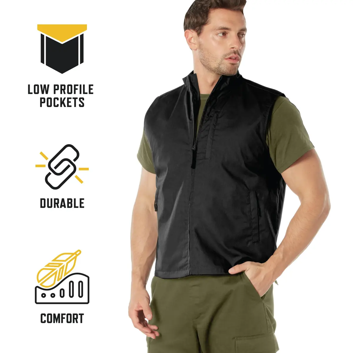 Rothco Undercover Travel Vest, Black, L | Low-Profile Secure Storage for Men - view 3