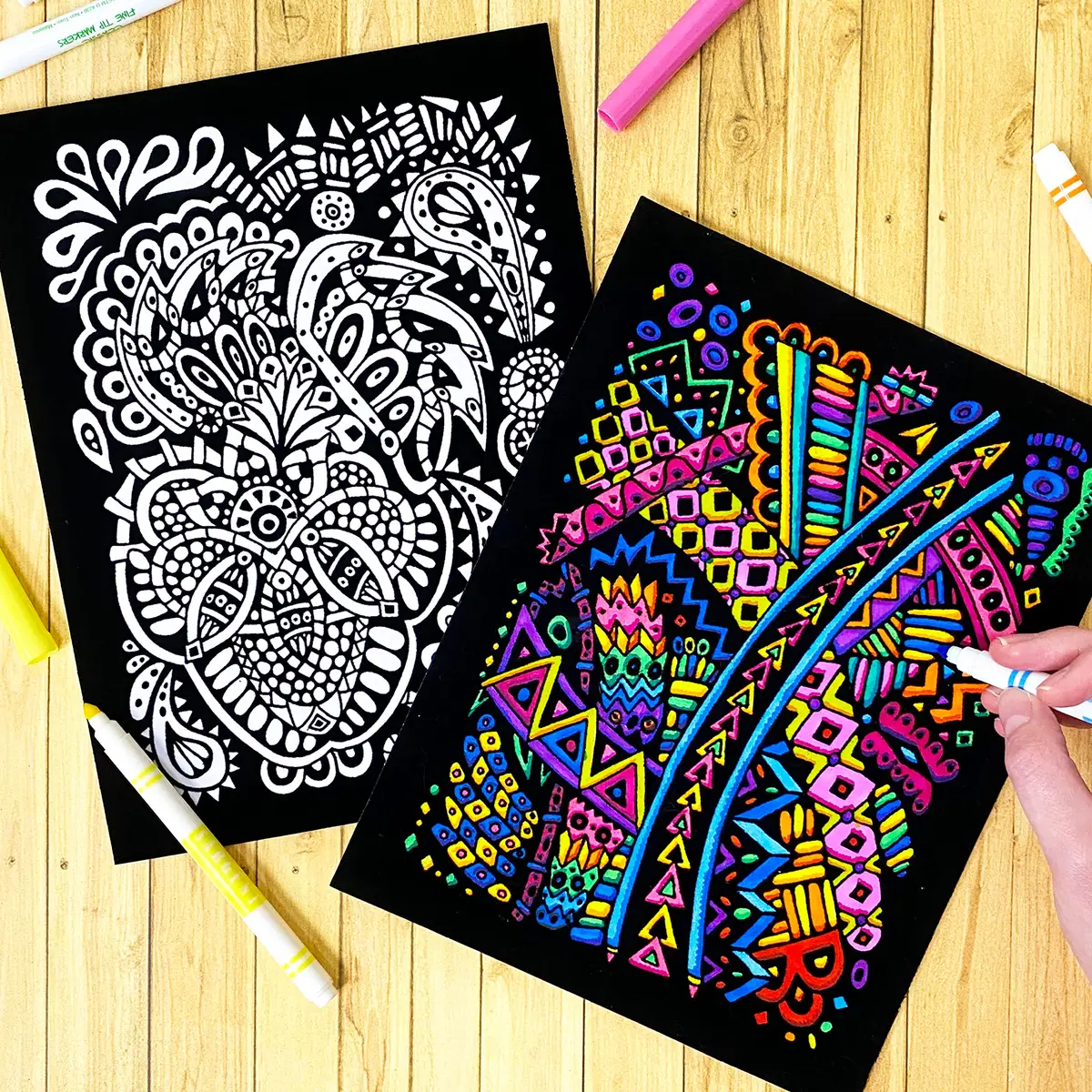 Stuff2Color Tangles - 6 Pack of Fuzzy Velvet Coloring Posters for All Ages | Stress Relief & Creative Fun - view 2