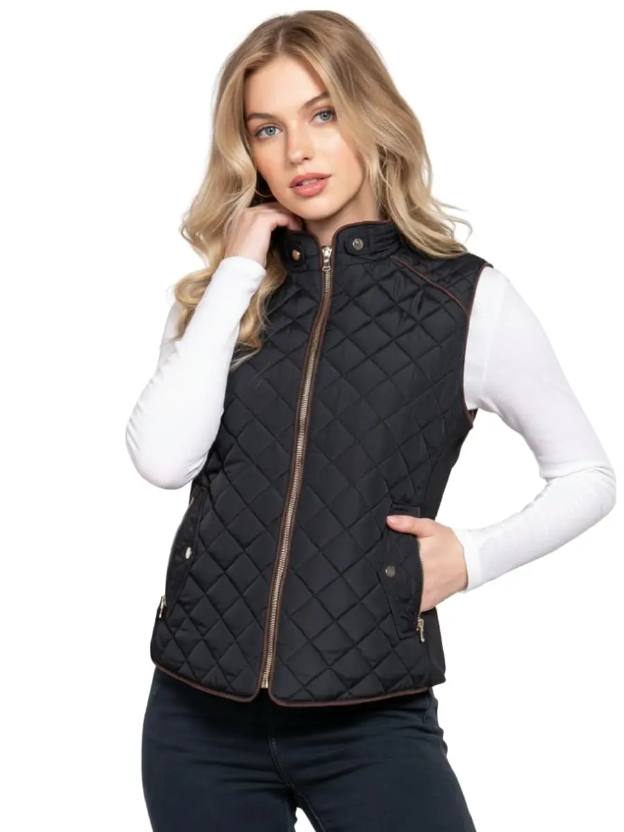 NE PEOPLE Women's Lightweight Quilted Zip Vest-BLACK-XL | Breathable, Weatherproof & Slim Fit - main product image