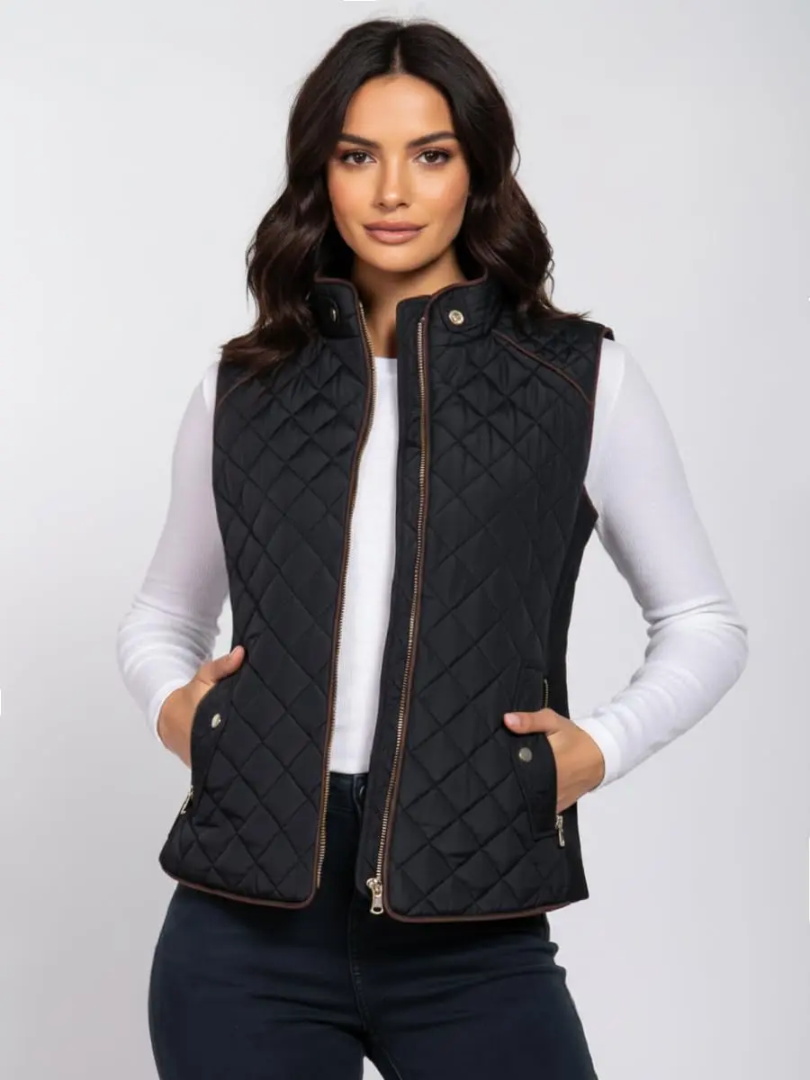 NE PEOPLE Women's Lightweight Quilted Zip Vest-BLACK-XL | Breathable, Weatherproof & Slim Fit - view 2