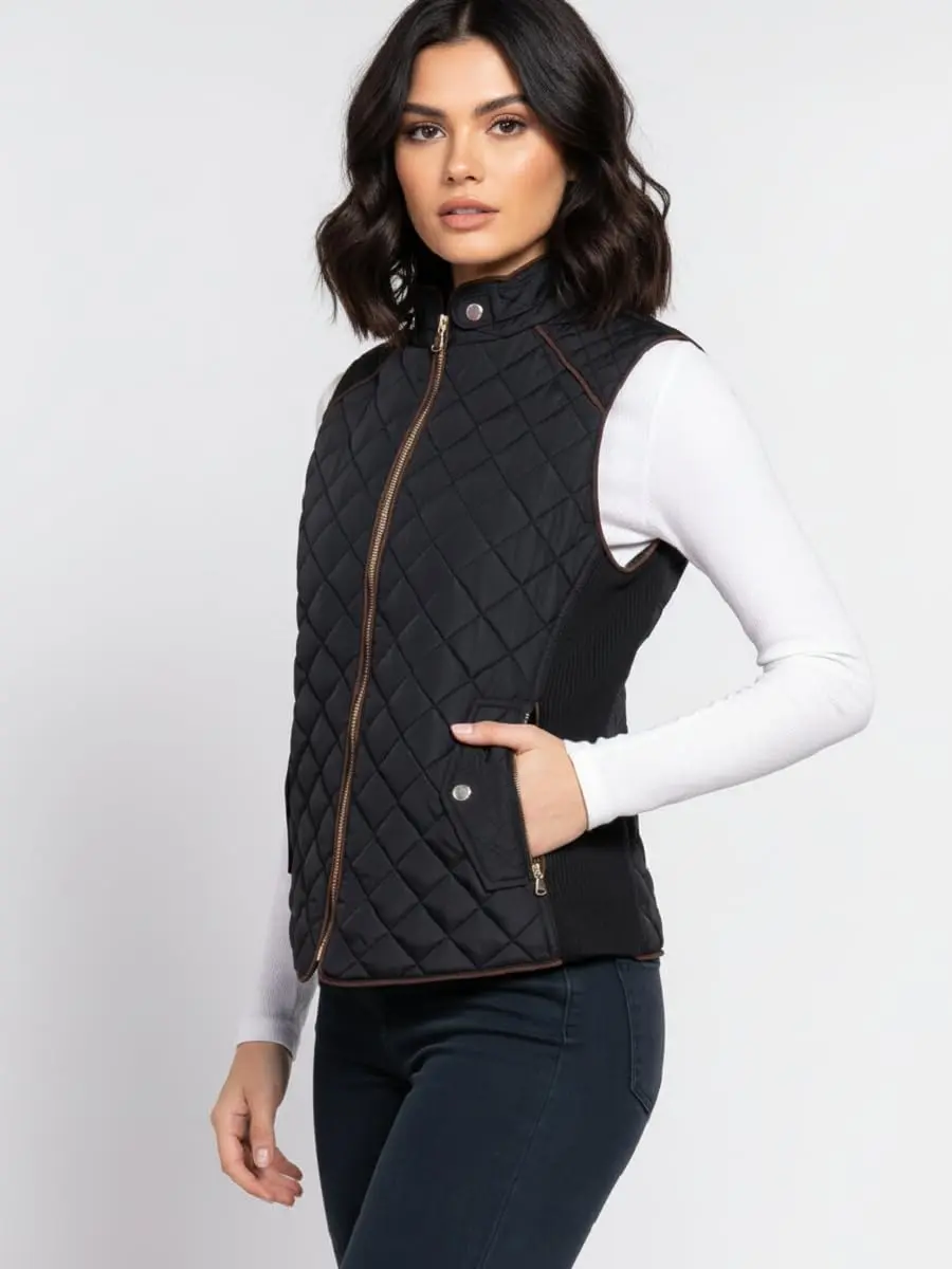 NE PEOPLE Women's Lightweight Quilted Zip Vest-BLACK-XL | Breathable, Weatherproof & Slim Fit - view 3