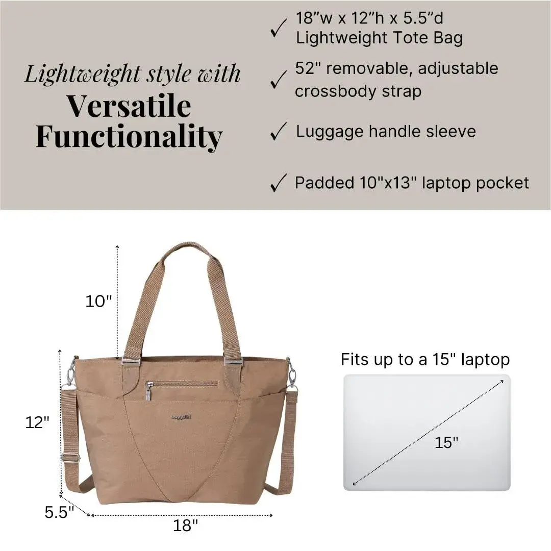 Baggallini Avenue Tote 12x18 Laptop Tote Bag for Women | Lightweight Work Travel Carry On Bag - view 5