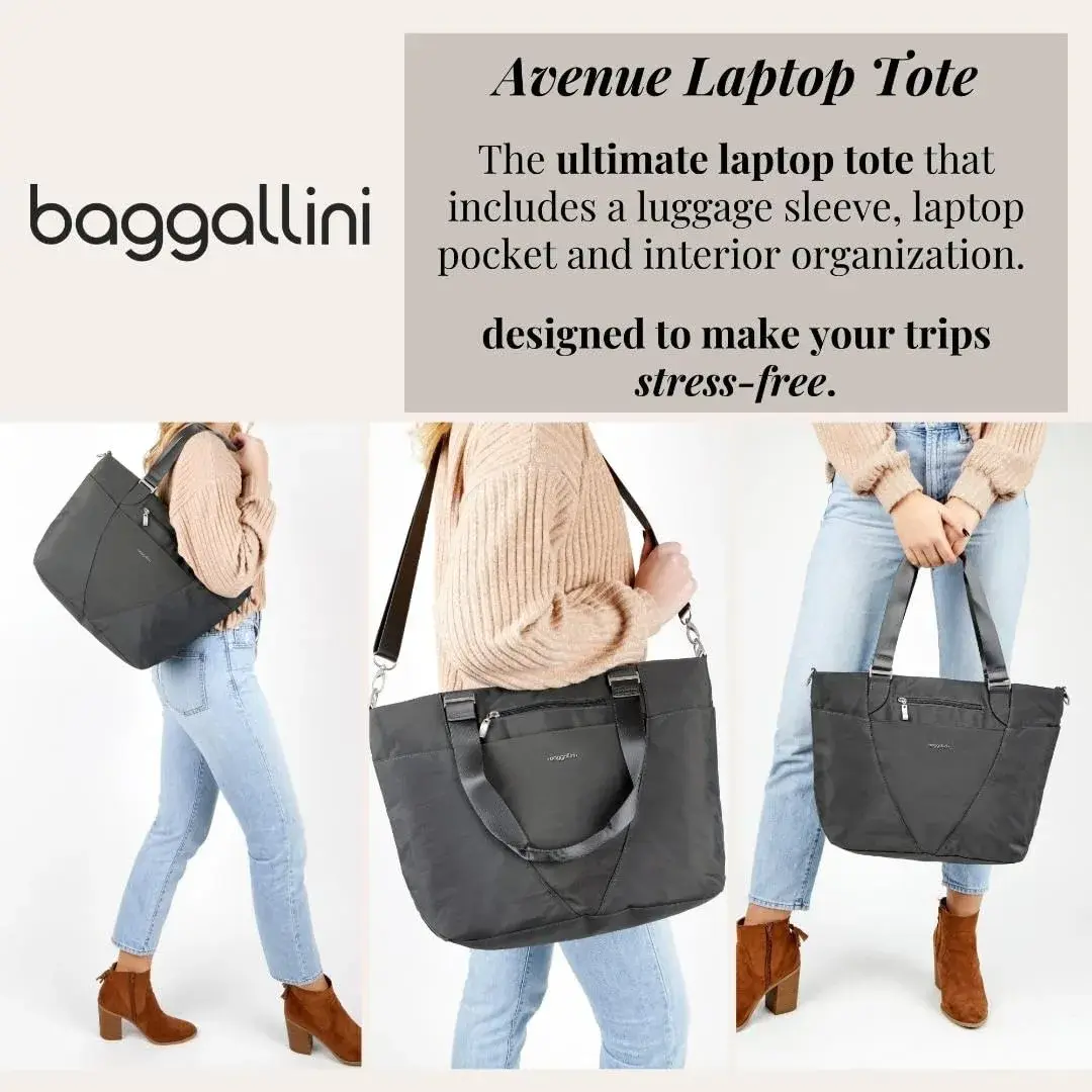 Baggallini Avenue Tote 12x18 Laptop Tote Bag for Women | Lightweight Work Travel Carry On Bag - view 3