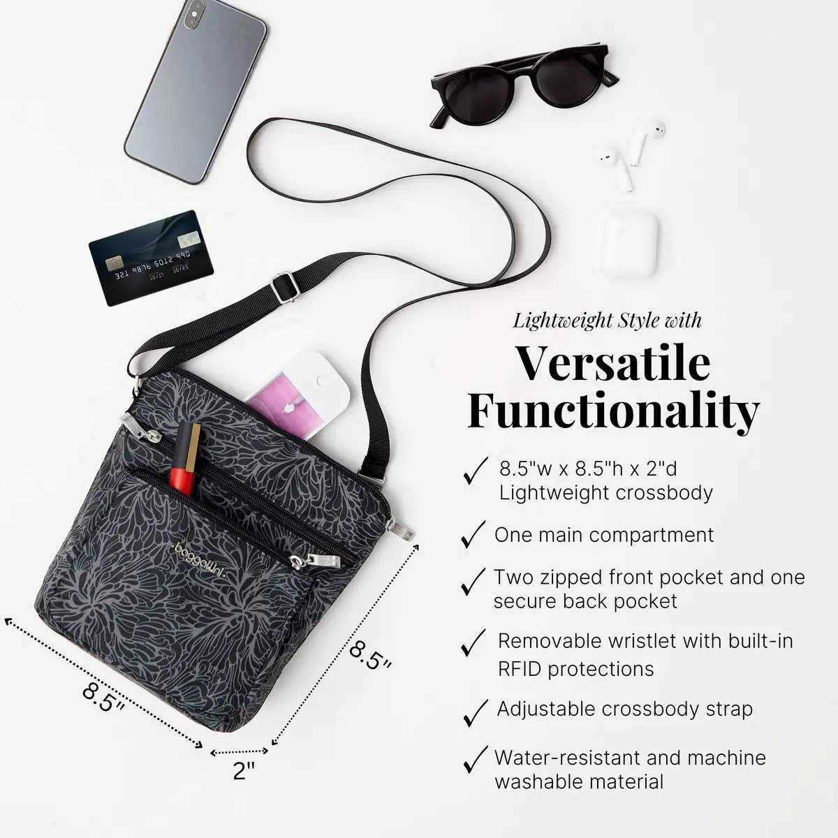 Baggallini Pocket Crossbody RFID Travel Bag for Women | Water-Resistant Lightweight Purse - view 4