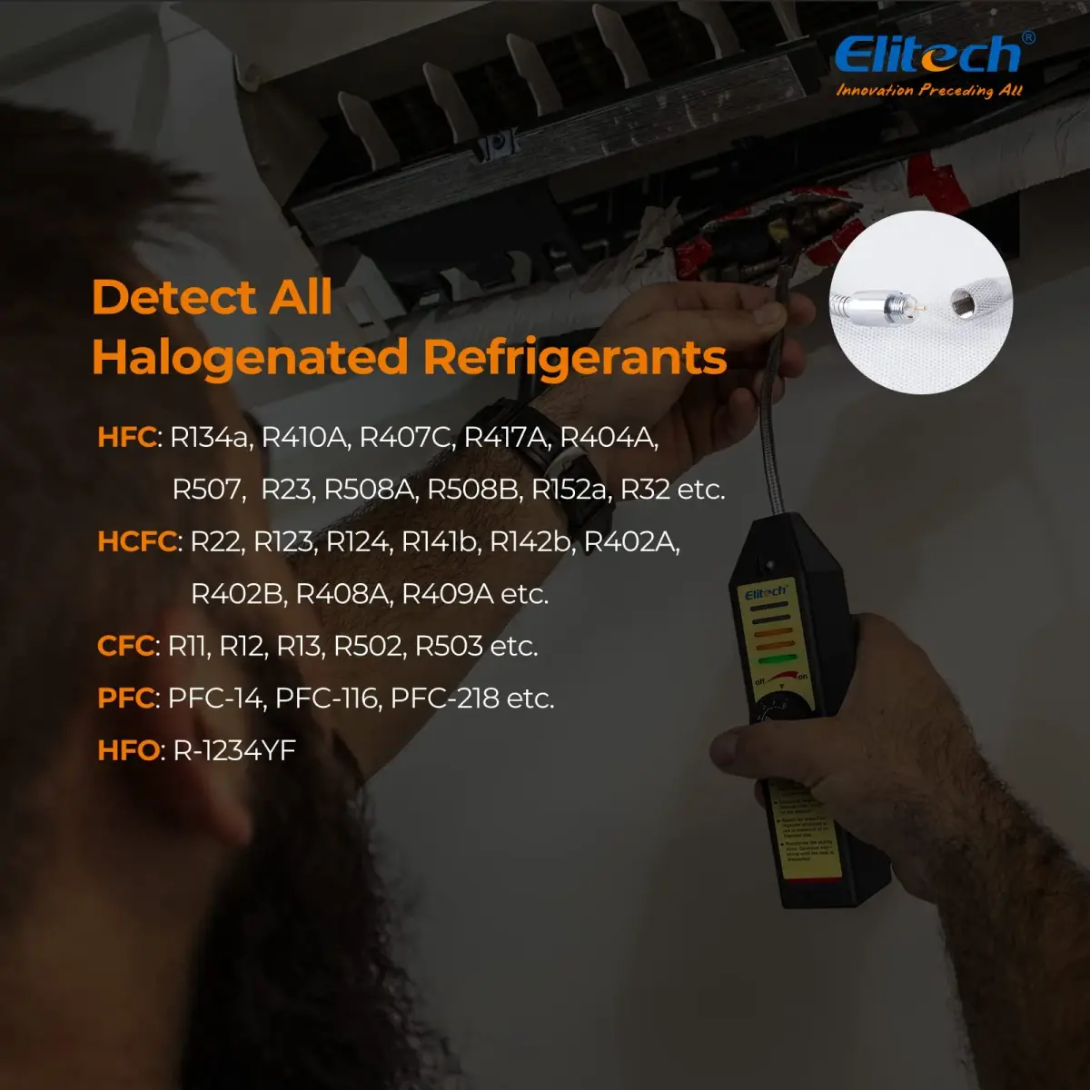 Elitech WJL-6000 Halogen Refrigerant Leak Detector | Detects R22, R134A, R410A, 1234YF & More - view 6