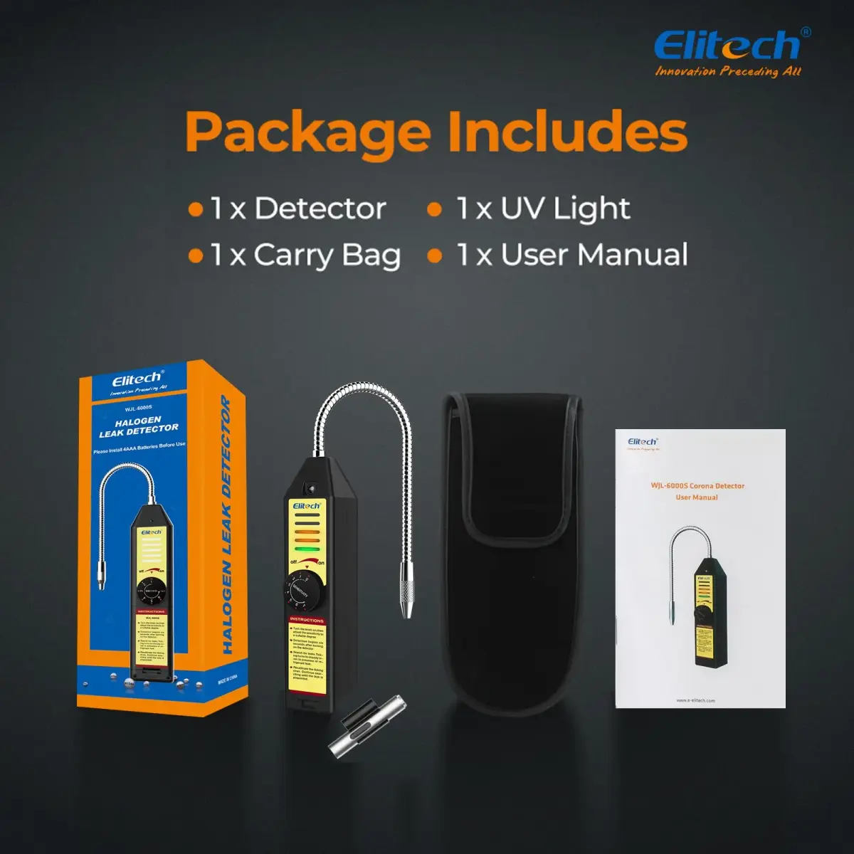 Elitech WJL-6000 Halogen Refrigerant Leak Detector | Detects R22, R134A, R410A, 1234YF & More - view 7