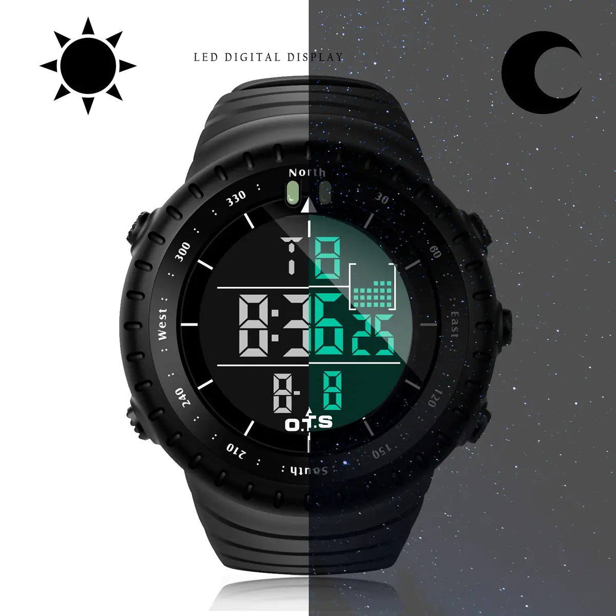 PALADA Men's Digital Sports Watch Waterproof Tactical Watch with LED Backlight (Black) | 50mm Case, Shock Resistant - view 5