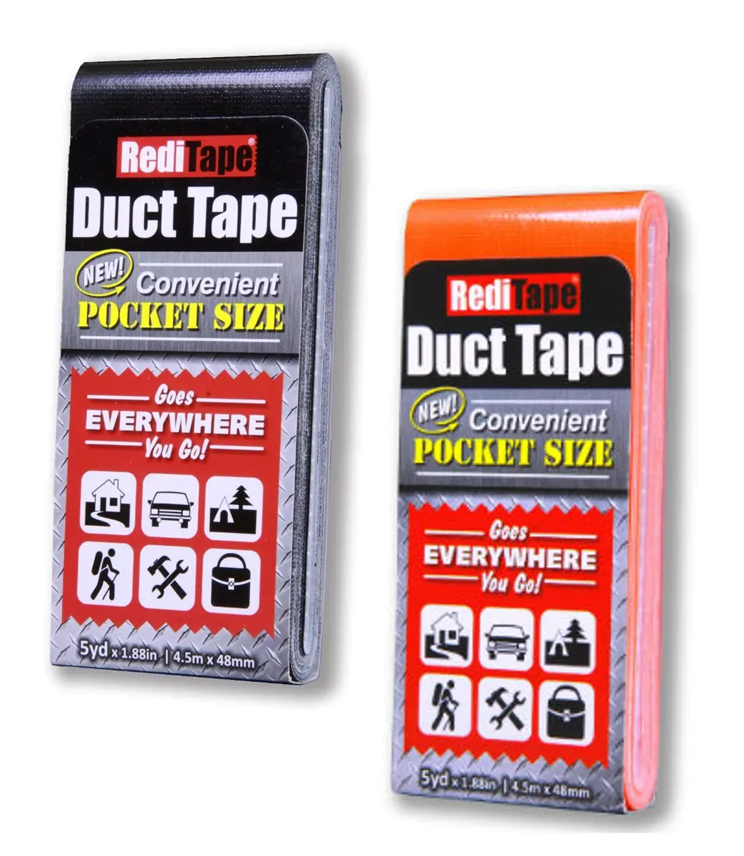 RediTape Travel Size Duct Tape 2-Pack (Black & Fluorescent Orange) | 5 Yards per Roll, Heavy Duty, Waterproof - main product image