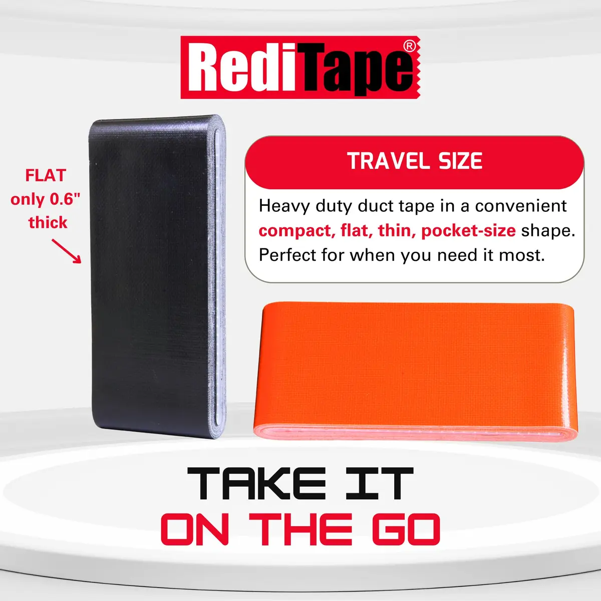 RediTape Travel Size Duct Tape 2-Pack (Black & Fluorescent Orange) | 5 Yards per Roll, Heavy Duty, Waterproof - view 2