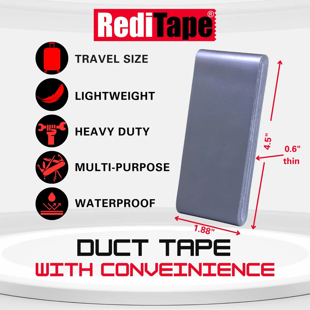 RediTape Travel Size Duct Tape 2-Pack (Black & Fluorescent Orange) | 5 Yards per Roll, Heavy Duty, Waterproof - view 3
