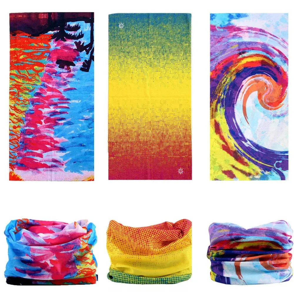 KALILY Tie Dye Microfiber Headband Bandana Face Shield Neck Gaiter 25x48cm (9.5x19 Inch) | 12 Ways to Wear for Sun & Cold Protection - view 5
