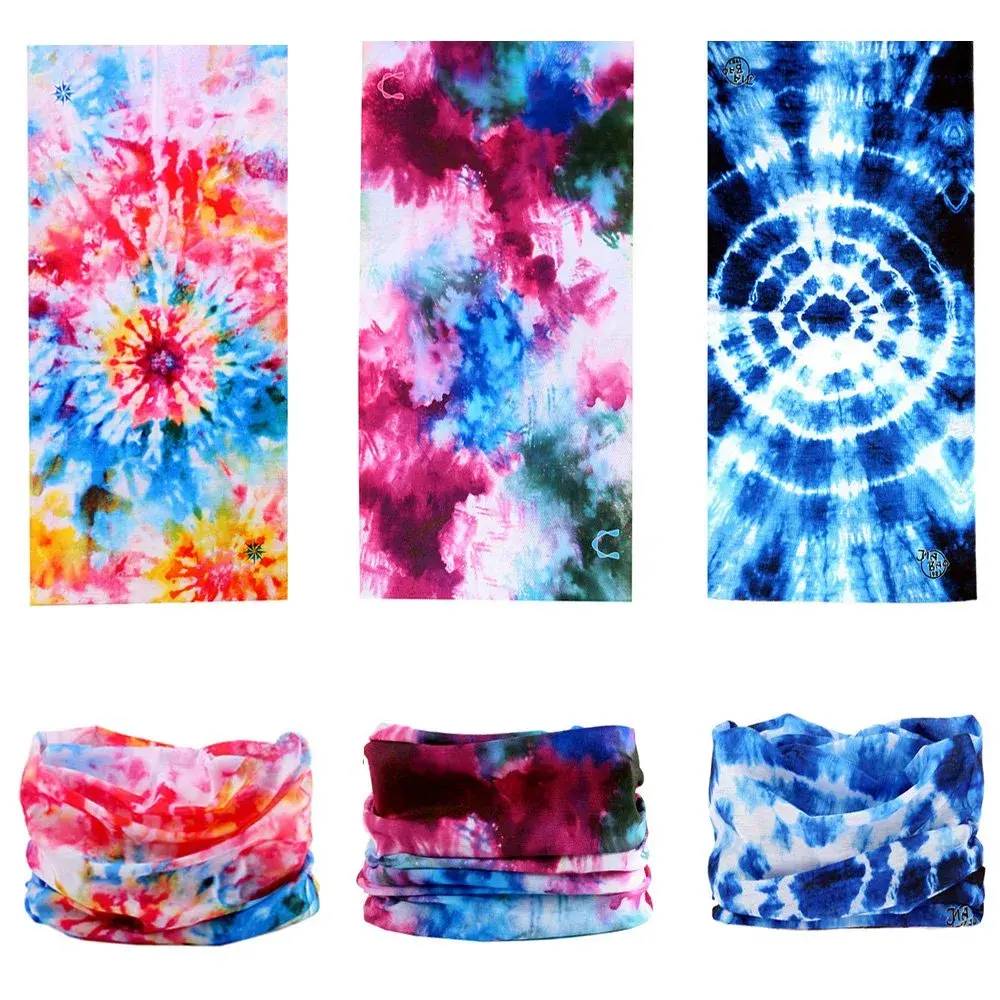 KALILY Tie Dye Microfiber Headband Bandana Face Shield Neck Gaiter 25x48cm (9.5x19 Inch) | 12 Ways to Wear for Sun & Cold Protection - view 2