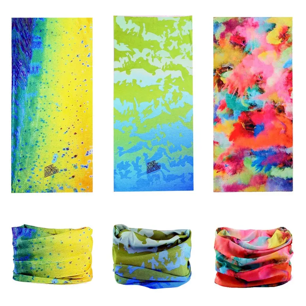 KALILY Tie Dye Microfiber Headband Bandana Face Shield Neck Gaiter 25x48cm (9.5x19 Inch) | 12 Ways to Wear for Sun & Cold Protection - view 3
