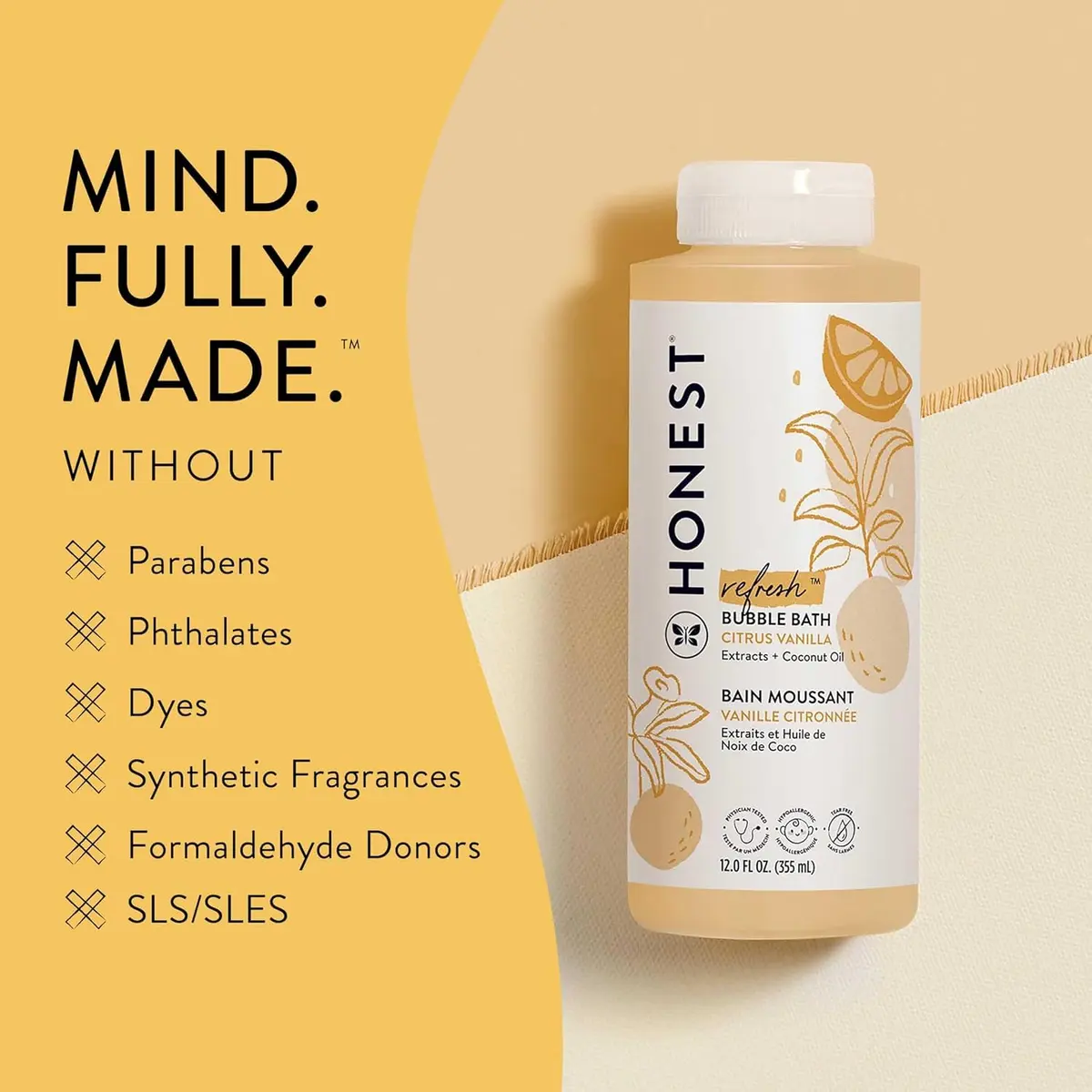 The Honest Company Bubble Bath, Tear-Free, Citrus Vanilla Refresh, 12 fl oz | Gentle for Baby & Family, Naturally Derived - view 5