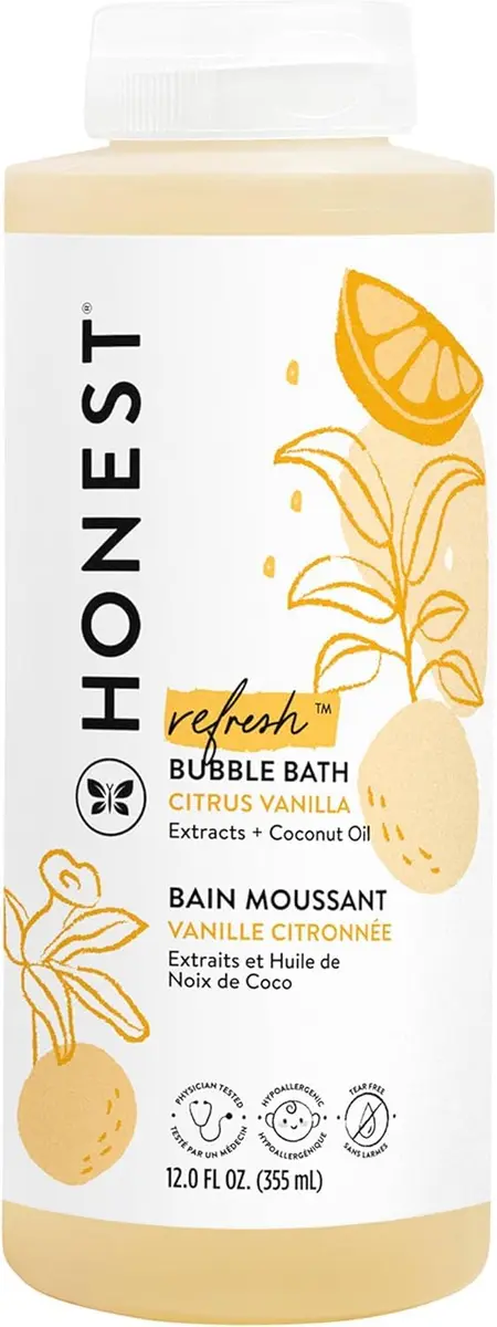 The Honest Company Bubble Bath, Tear-Free, Citrus Vanilla Refresh, 12 fl oz | Gentle for Baby & Family, Naturally Derived - main product image