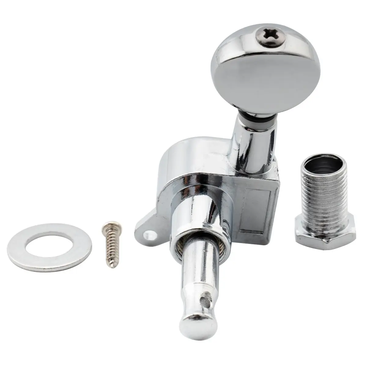 Musiclily Basic R15A 6 inline Sealed Tuners Set Chrome | Vintage Oval Button for Electric Guitar - view 5