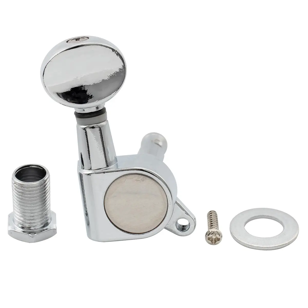 Musiclily Basic R15A 6 inline Sealed Tuners Set Chrome | Vintage Oval Button for Electric Guitar - view 4
