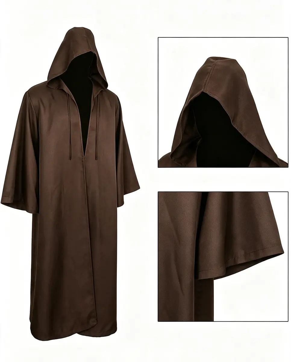 GOLDSTITCH Men Hooded Robe Cloak Knight Costume | Halloween Cosplay Outfit (in US sizes) - view 5