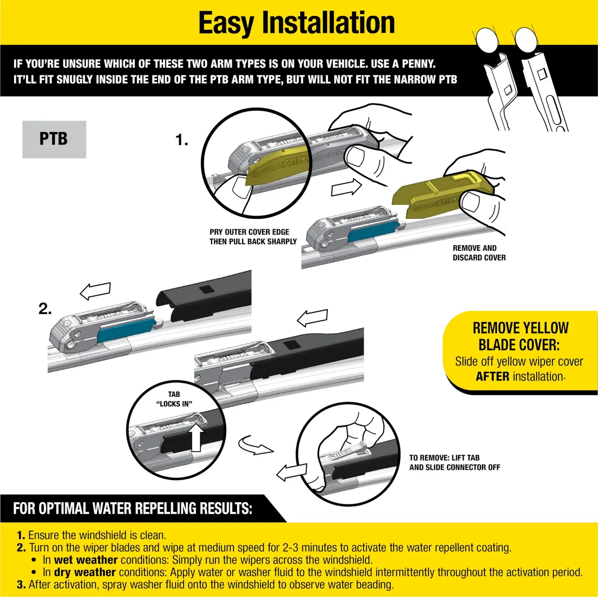 Rain-X 14" Water Repellency Wiper Blades | All Weather Streak-Free Visibility - view 6