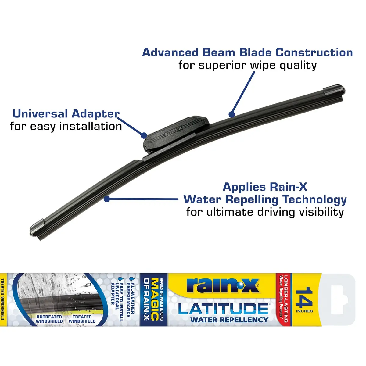Rain-X 14" Water Repellency Wiper Blades | All Weather Streak-Free Visibility - view 2
