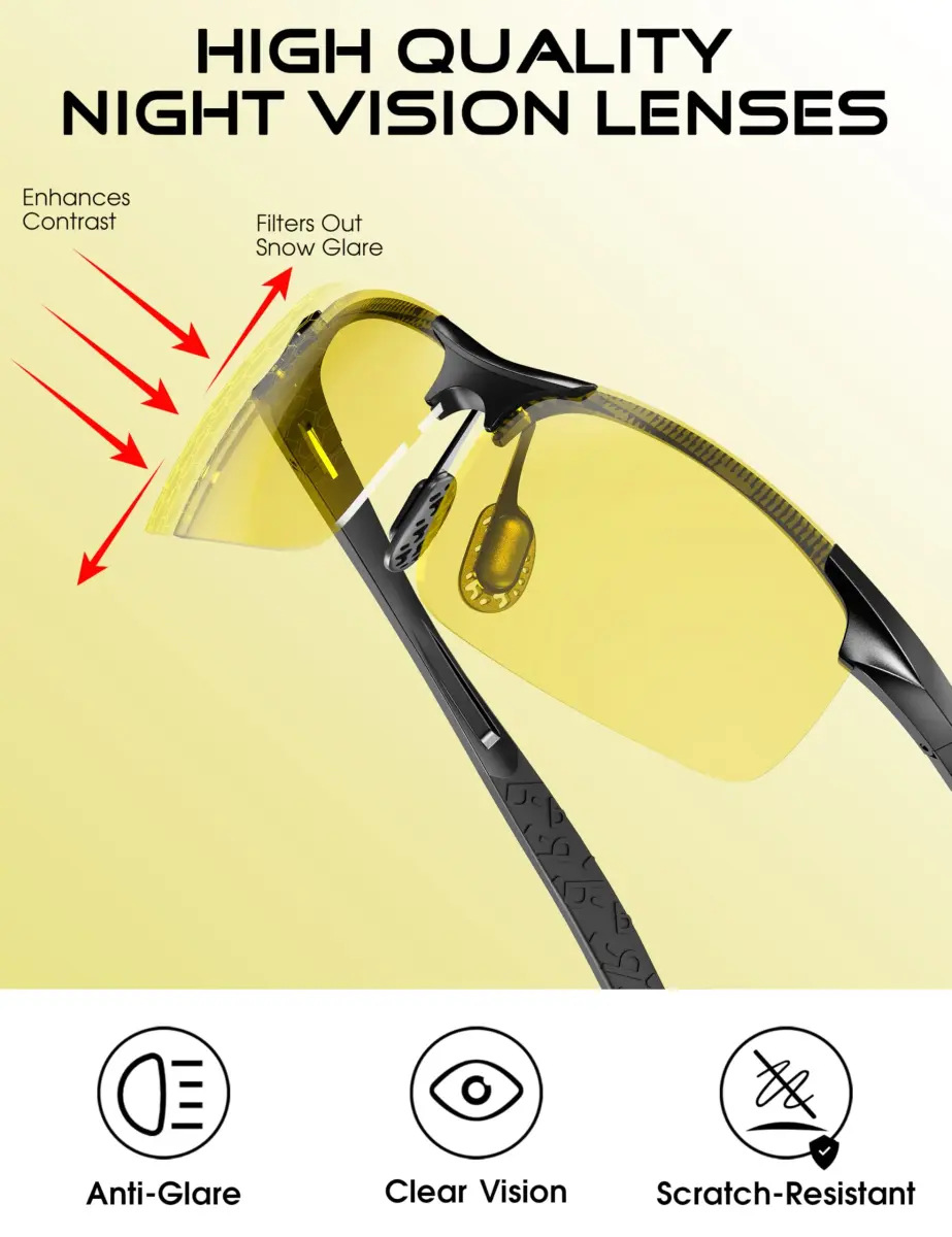 ATTCL Polarized Night Driving Glasses UV400 Anti Glare Yellow Tinted Sunglasses for Men - view 5