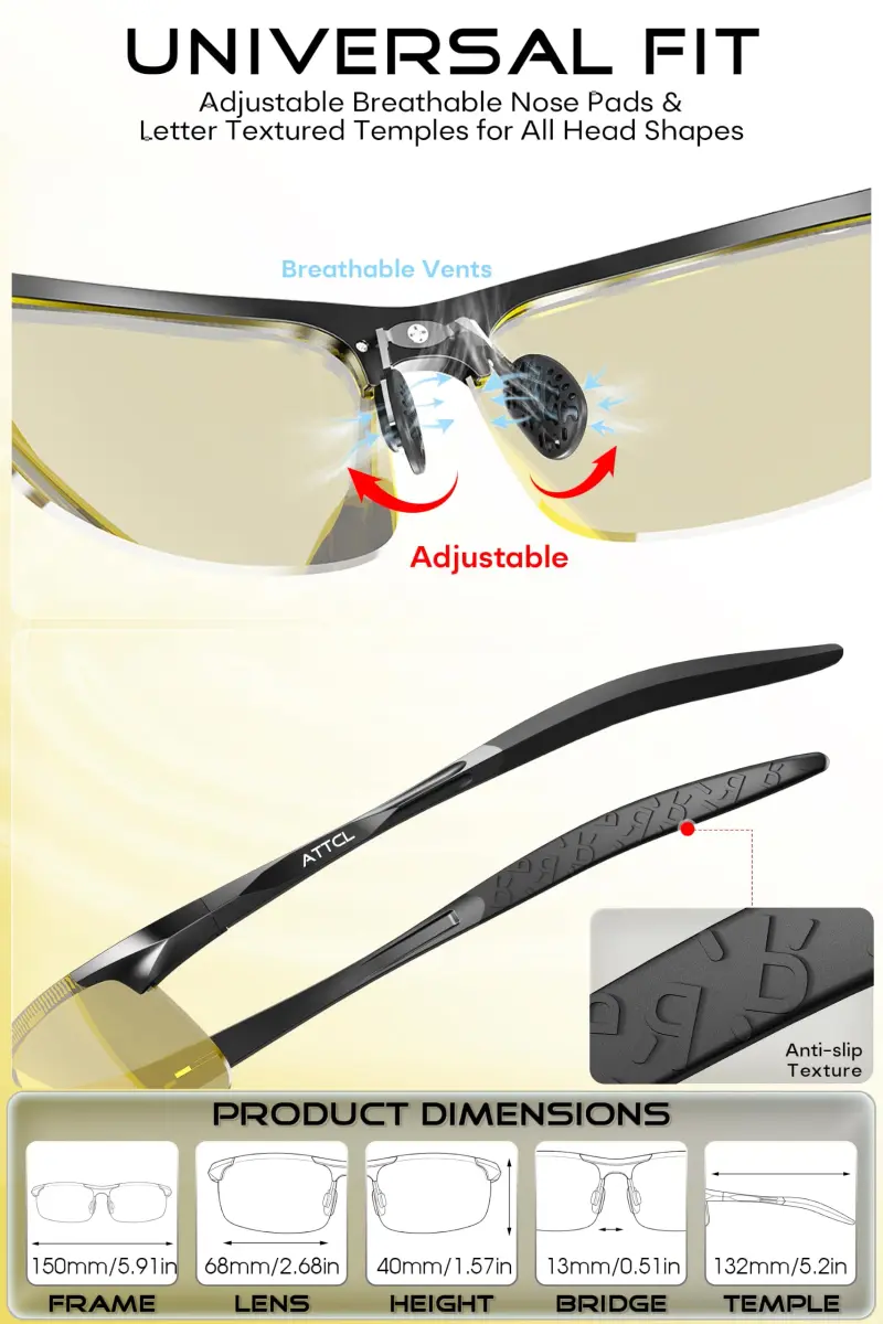 ATTCL Polarized Night Driving Glasses UV400 Anti Glare Yellow Tinted Sunglasses for Men - view 7