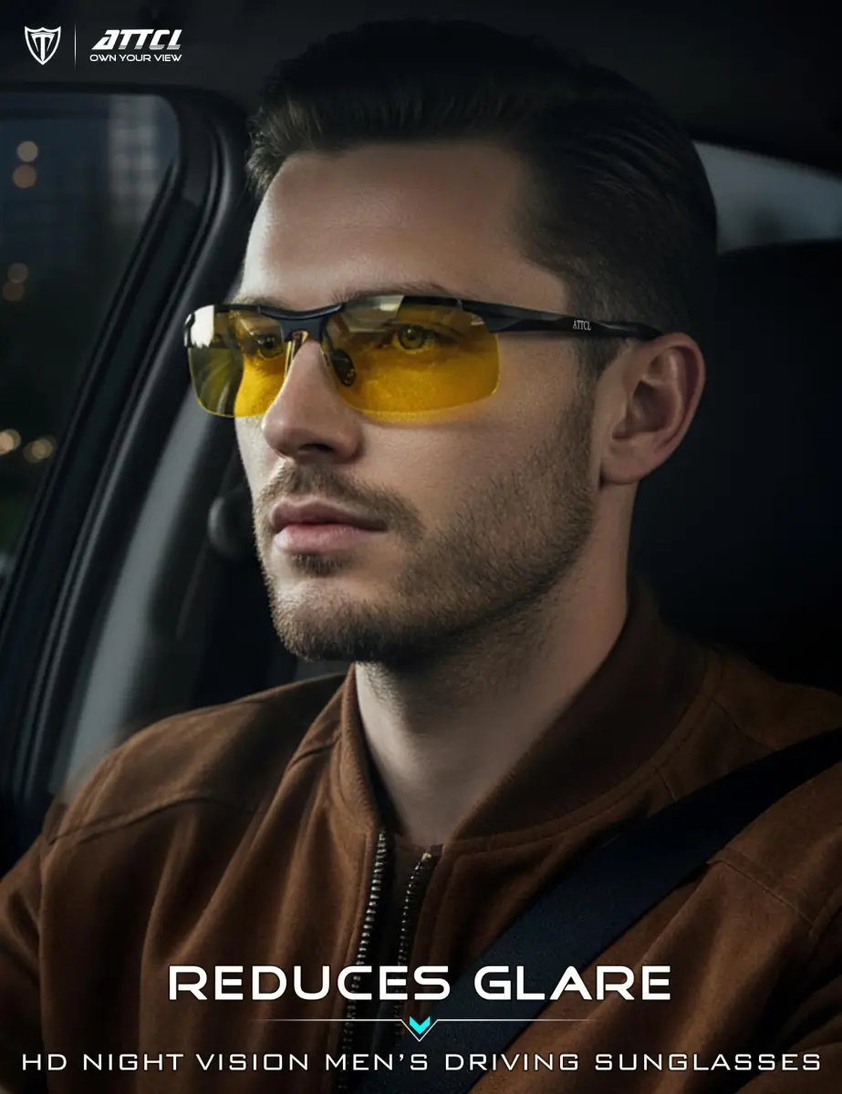 ATTCL Polarized Night Driving Glasses UV400 Anti Glare Yellow Tinted Sunglasses for Men - view 3