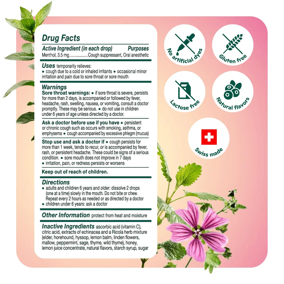 Ricola Throat Drops Echinacea Honey Lemon 45 Count | Swiss Herbal Relief with Menthol - view 6