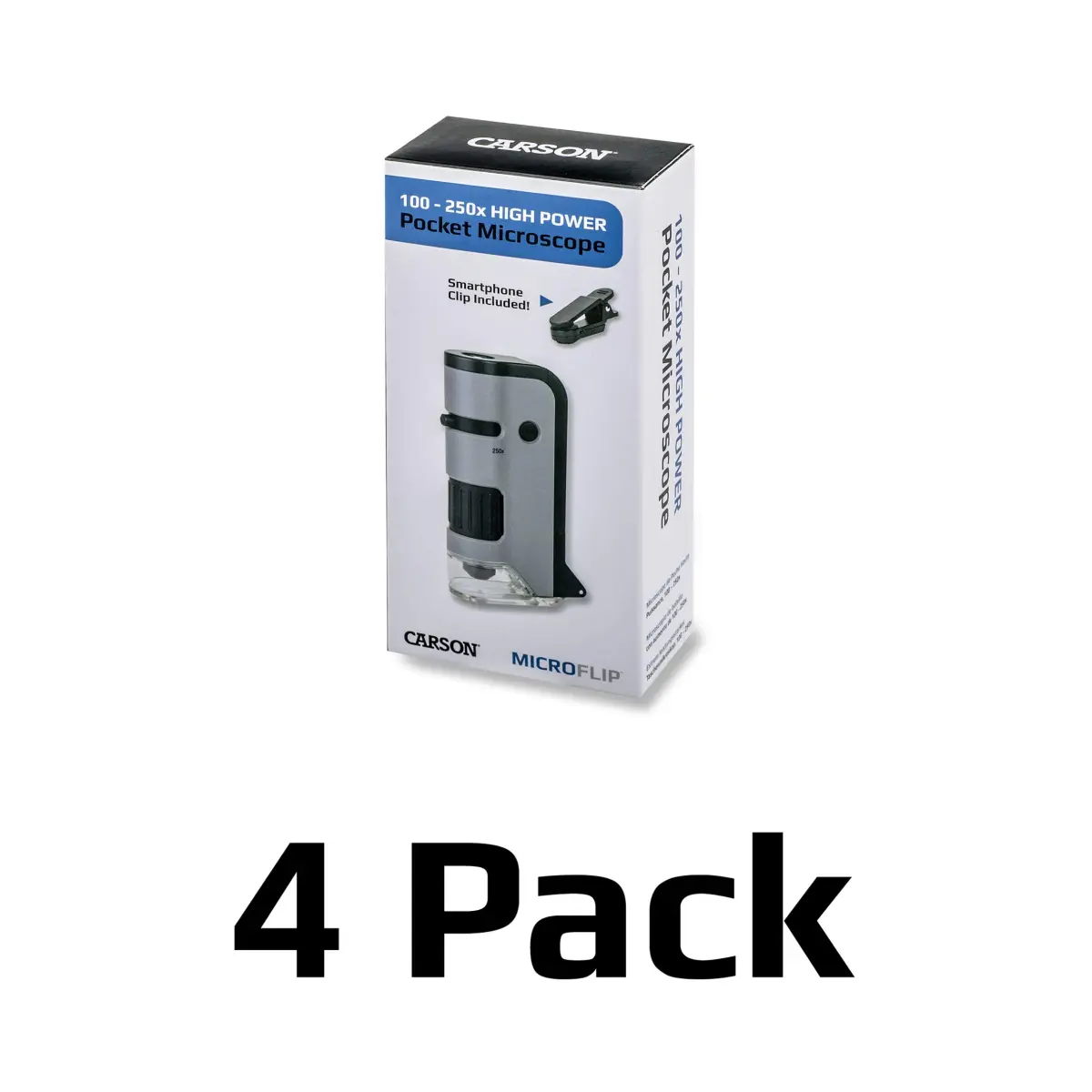 Carson MicroFlip 100x-250x LED & UV Pocket Microscope Set of 4 | STEM Handheld Microscope with Smartphone Adapter Clip - view 3