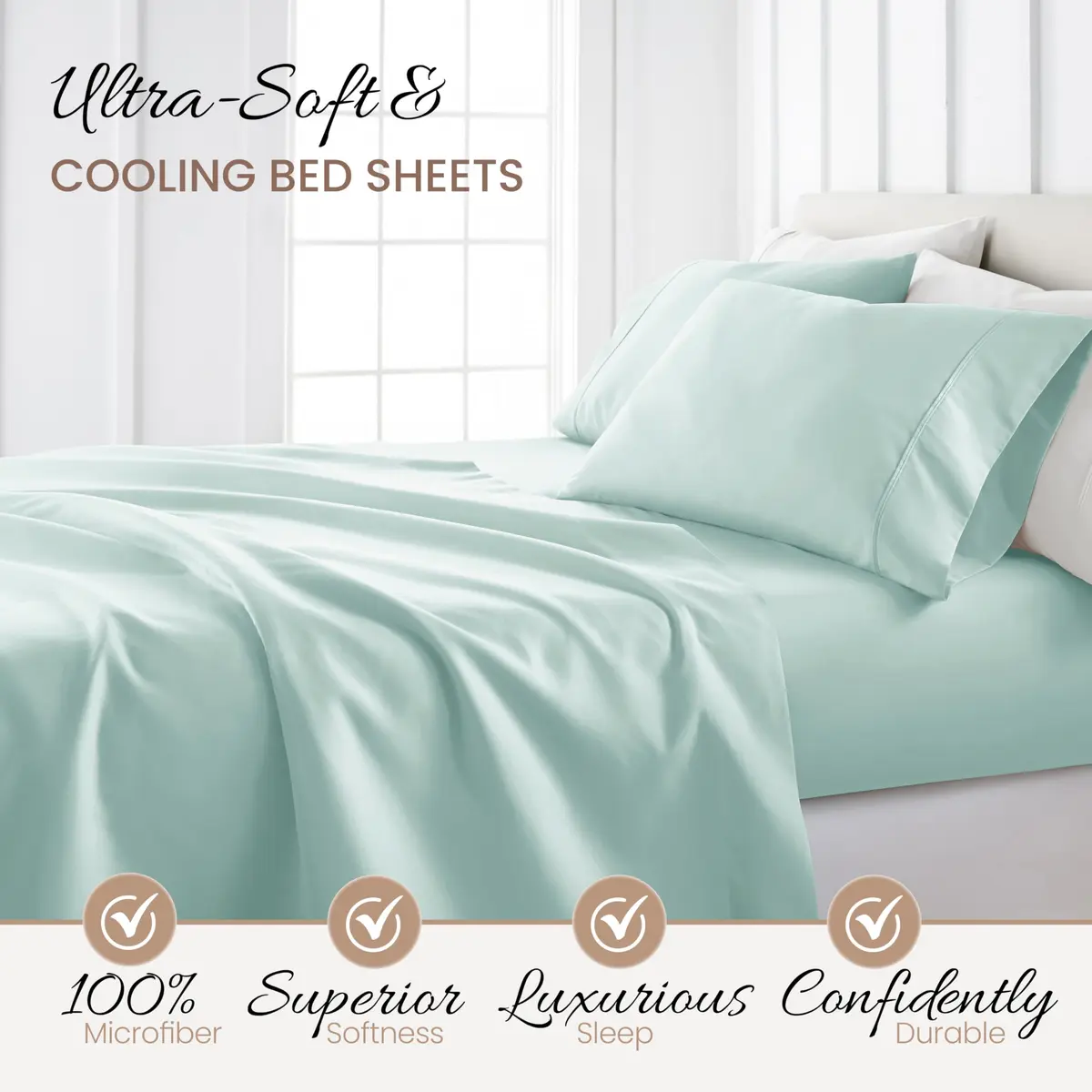 Linen Market Twin Bed Sheets Aqua | Deep Pocket Microfiber for Cooler Sleep - view 3