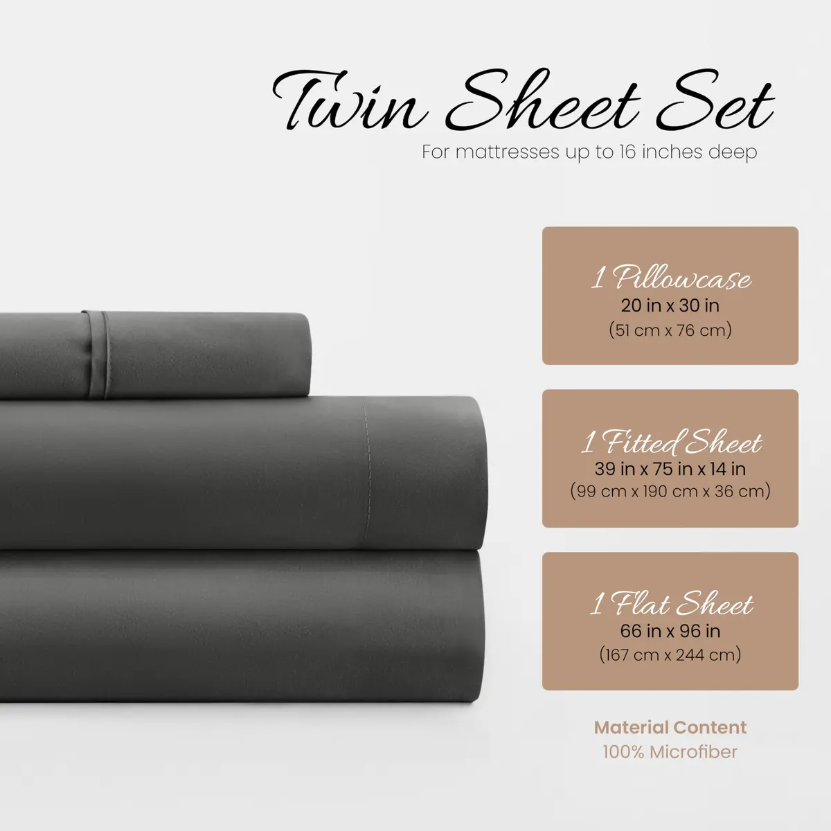 Linen Market Twin Bed Sheets Gray | Deep Pocket Microfiber for Cooler Sleep - view 2