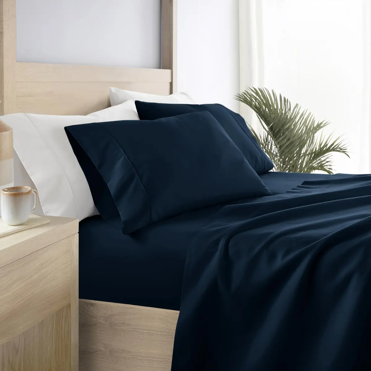 Linen Market Twin Bed Sheets Navy | Deep Pocket Microfiber for Cooler Sleep - main product image