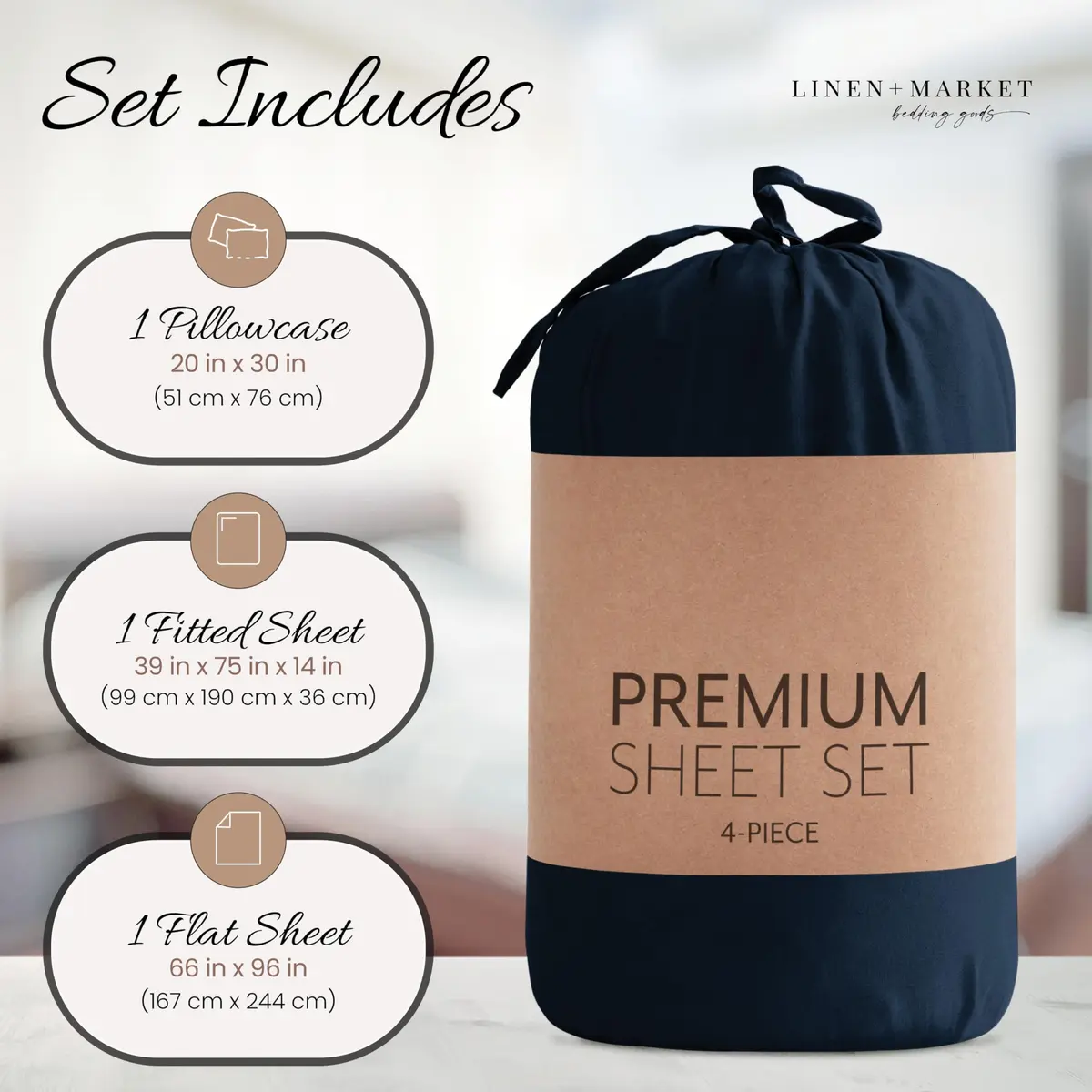 Linen Market Twin Bed Sheets Navy | Deep Pocket Microfiber for Cooler Sleep - view 9
