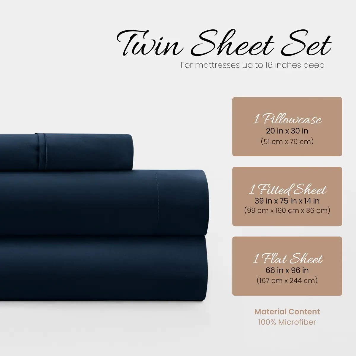 Linen Market Twin Bed Sheets Navy | Deep Pocket Microfiber for Cooler Sleep - view 2